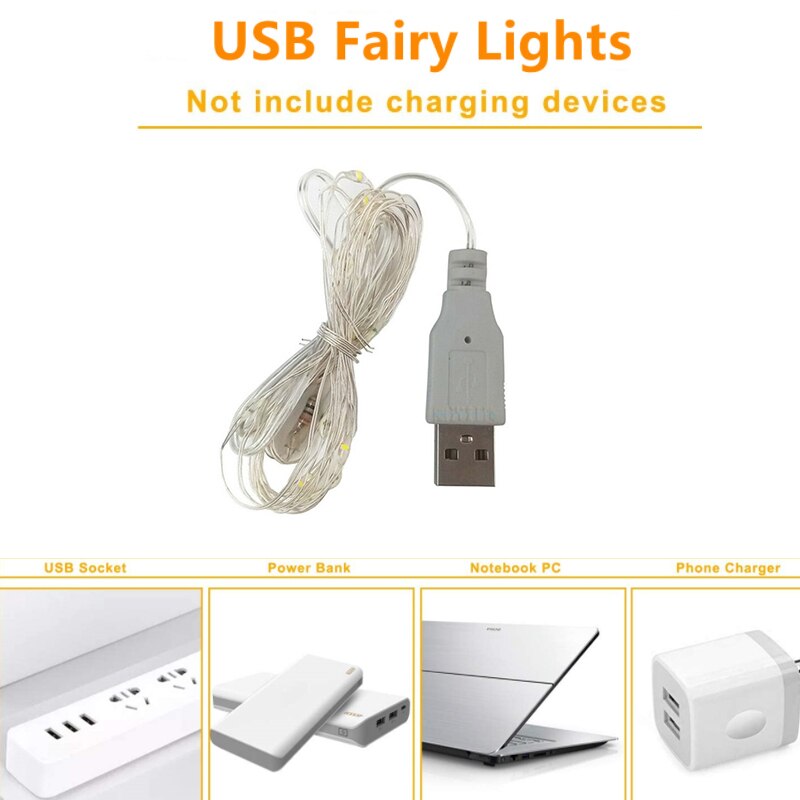 JINQII 2 STKS Fairy Light Spirit Boom Lamp Tak Lichten Sparkly Boom Lamp LED Koper Draad Licht Boom Licht Touch Schakelaar Parel Sky Ster USB Nachtlampje Ligh