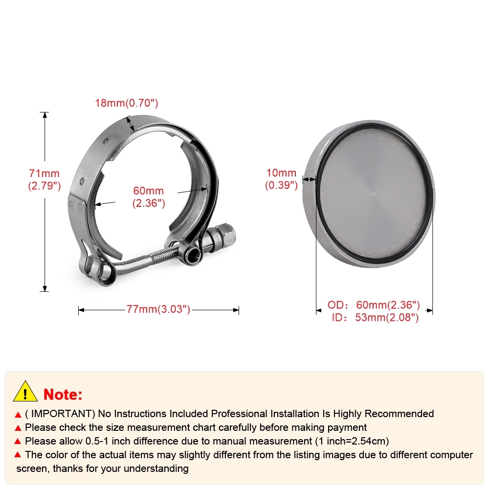 Universal Aluminum Alloy 50MM BOV Flange Adapter Block Off Plate Cap Plug Blanking Plate Clamp