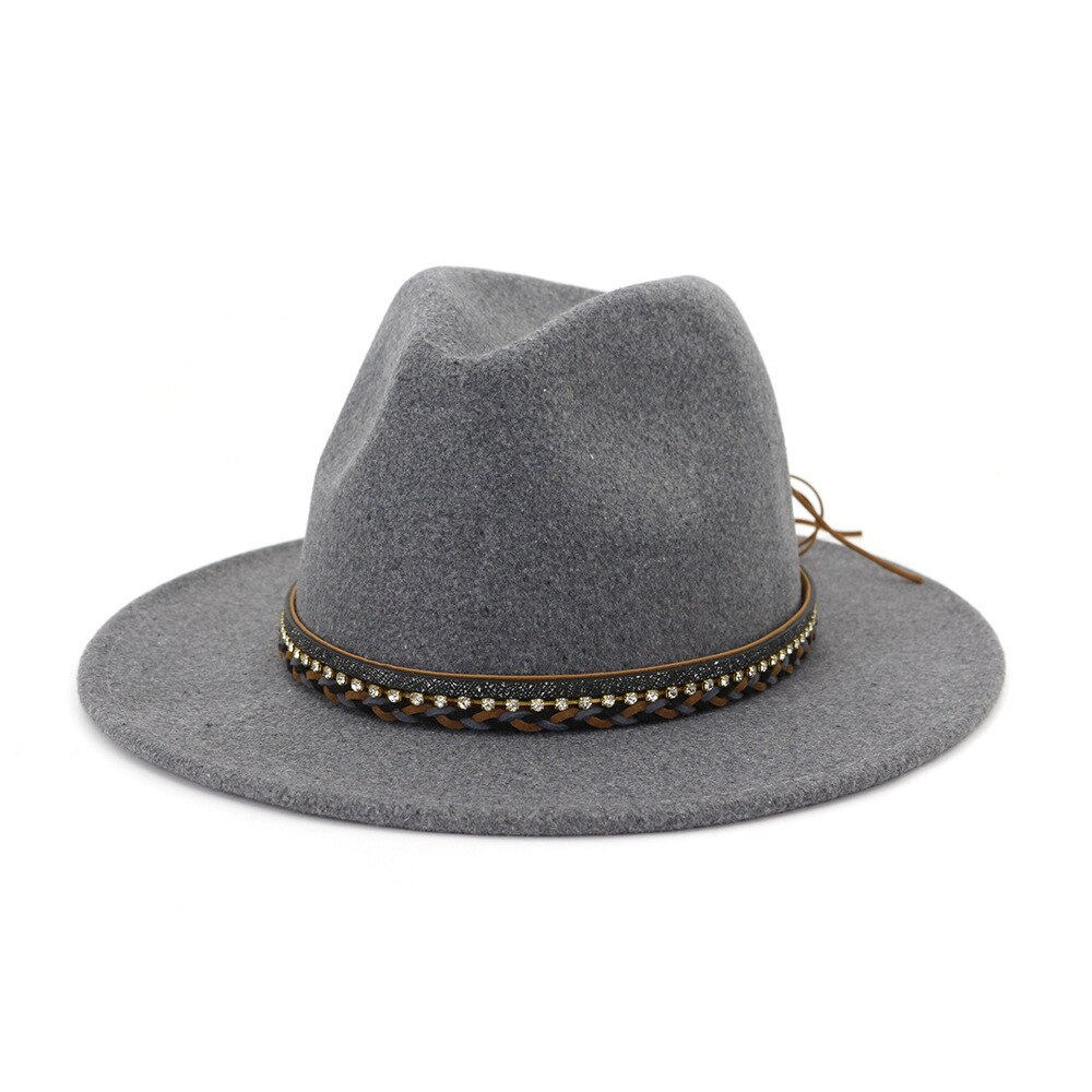 Vrouwen Samenpersbare Wolvilt Outback Herfst Hoed Panama Hoed Brede Rand Met Riem Emmer Hoed Mannen Bob Chapeau Sombrero AD0802: 7