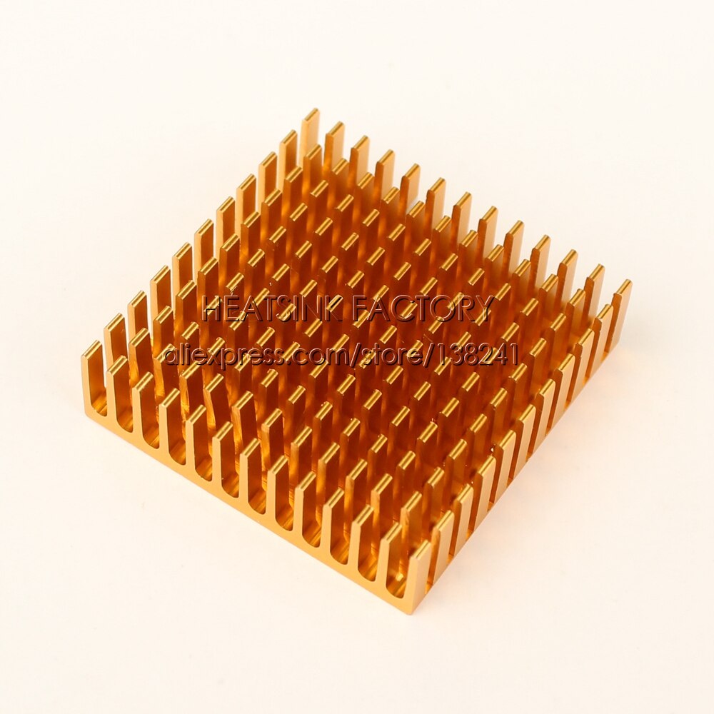 2 st radiator aluminium kylfläns 40mm x 40mm x 11mm kylfläns extruderad profil värmeavledning för kylning: Guld-