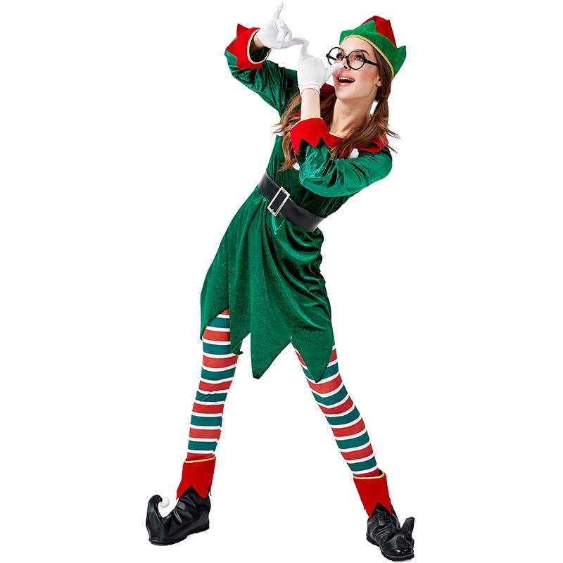 Dame drôle mignon vert elfe arbre de noël costume noël Santa nouvel an déguisement