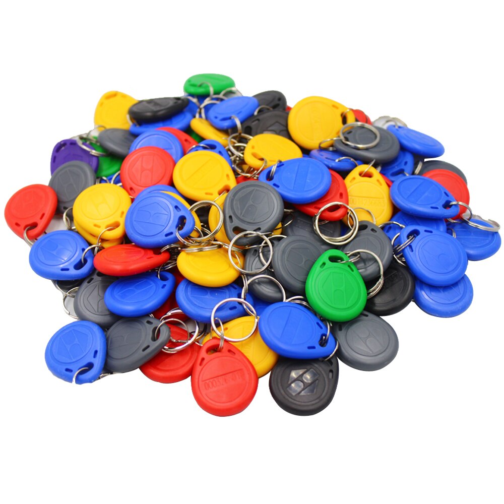 100pcs Waterproof EM4305 T5577 Copy Rewritable Writable Rewrite Duplicate RFID Tag Proximity ID Token Key Keyfobs Ring Clone Car: mixed color