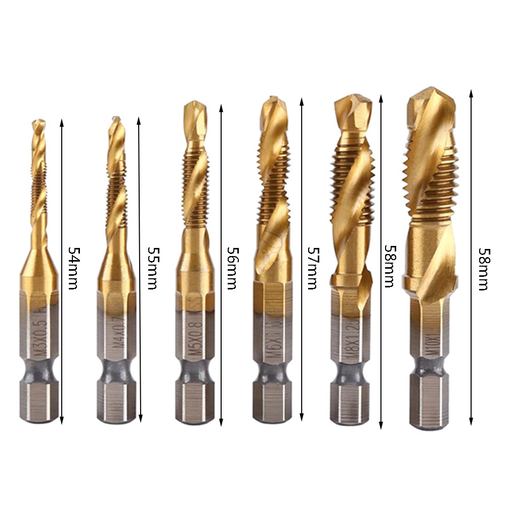 1pc M3-M10 Screw Tap Drill Bits Hss Tap Counter Sink Deburr Metric High Speed Steel 1/4 IN Quick Change Hex Tool For Woodworking