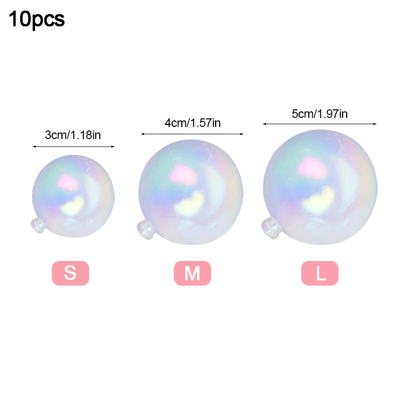 10pcs Transparent Bubble Ball Cake Topper Pearl Insert Cupcake DIY Decoration For Birthday Party Wedding Anniversary Baby Shower: L / Fluorescence Yellow