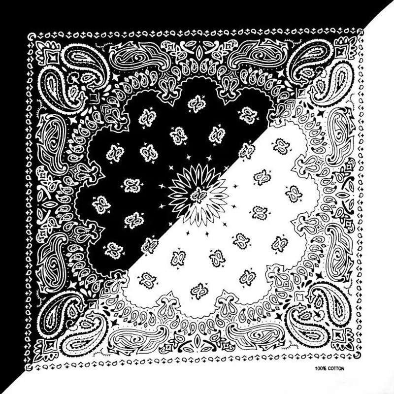 Bohem paisley blomster dobbel farge blokk unisex bomull lomme firkantet skjerf pannebånd halstørkle hip hop armbånd hals slips: Hvit