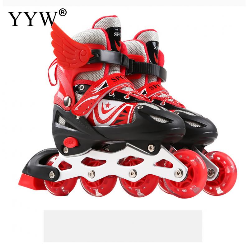 Patines ajustables para niños y niñas, zapatos de 4 ruedas, zapatillas de velocidad, patinaje en línea, Patines al aire libre: red flash / m 33-37