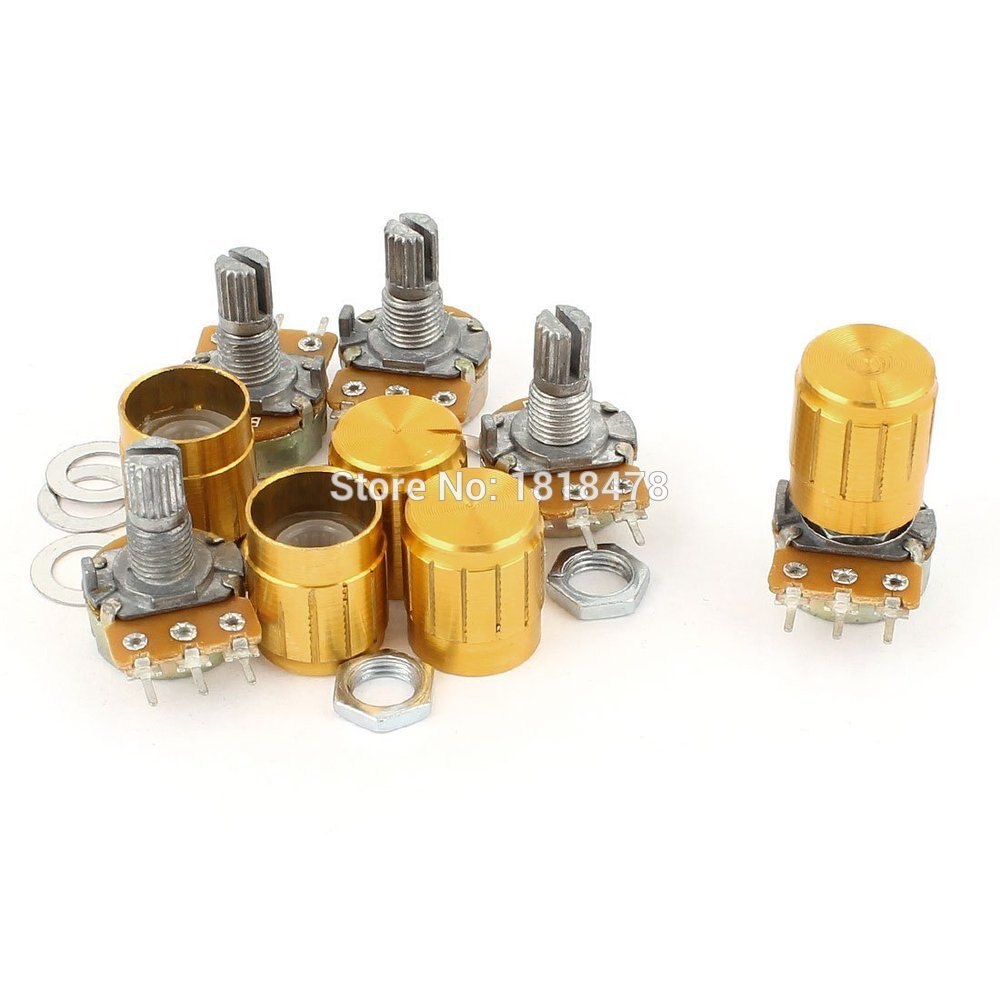 100pcs WH148 100K OHM Linear Taper Rotary Potentiometer 100KB B100K Pot w Knobs