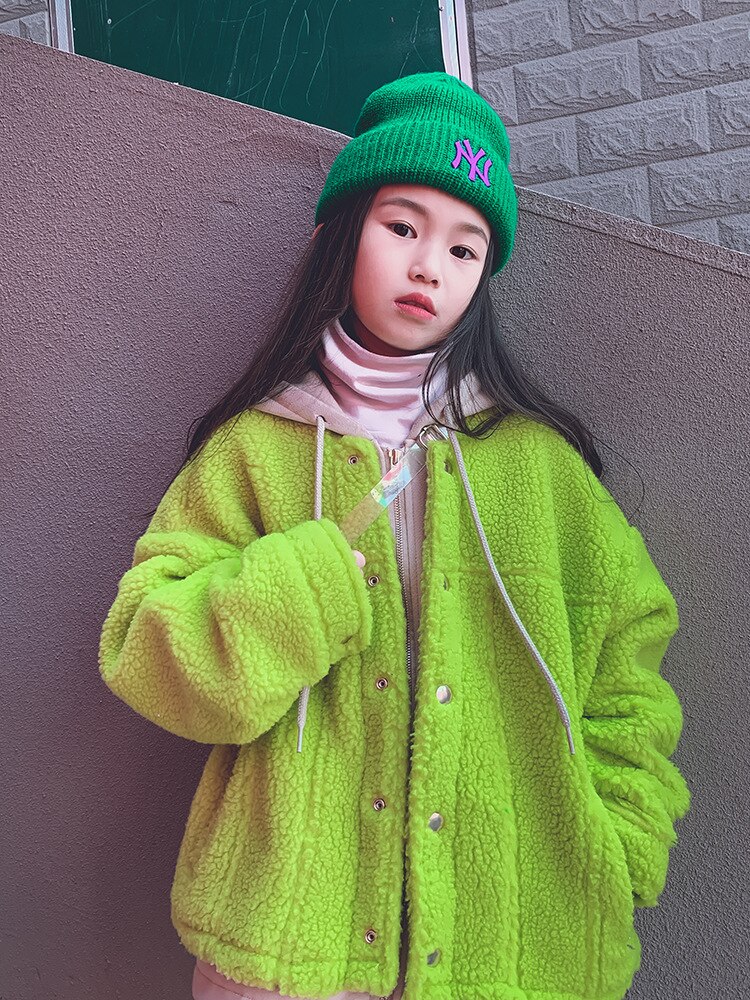 Ragazze addensare cappotto invernale felpa con cappuccio giacche calde colore verde moda Oversize Streetwear capispalla per bambini 5 6 8 10 12 anni: 15