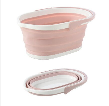 Seau en plastique pliable pour bain de pieds épais, seau rétractable, multifonction, Portable, pour la pêche, outil de nettoyage: Pink