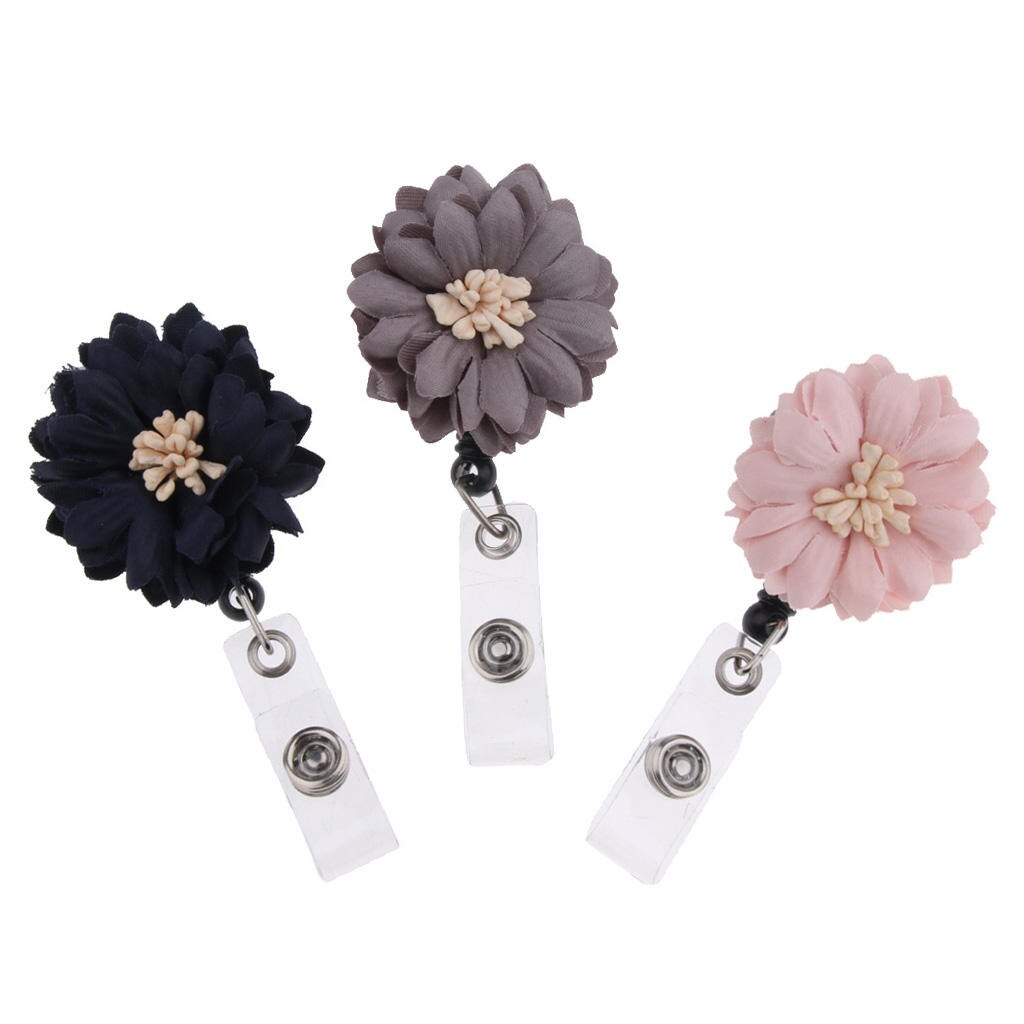 Versenkbare ID Karte Rolle mit Floral Abzeichen Halter Und Swivel: 02