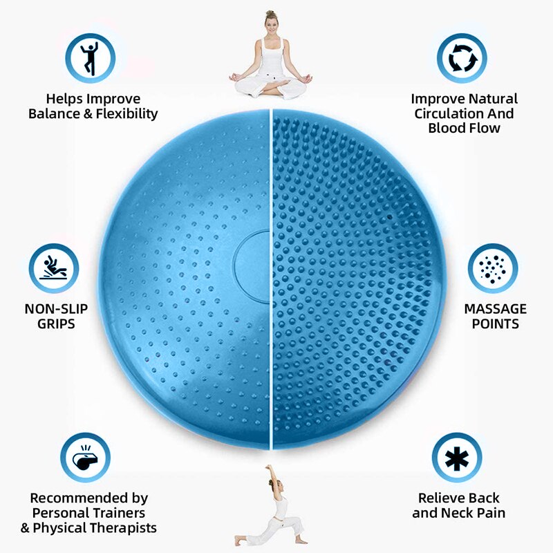 PVC Inflatable Yoga Ball Cushion Balance Pad Massage Fitness Balls Practice Feet Universal Durable Pilates Equipment With Pump