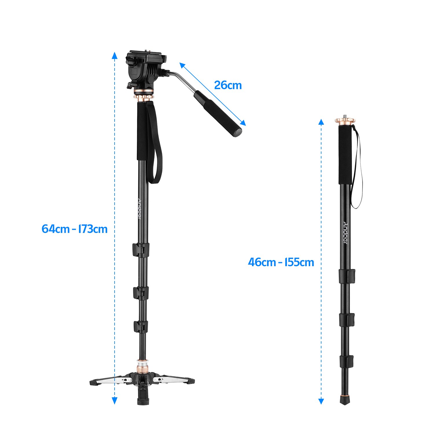 173cm/68inch Monopod Aluminum Alloy 6kg Load Capacity with Detachable Carry Bag Compatible with DSLR Video mini Camera Tripod