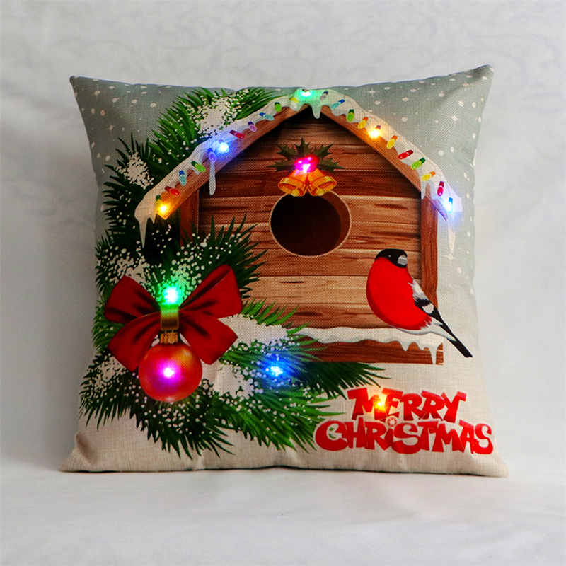 Hør glædelig jul pudebetræk ledet enkelt lykkeligt år pudebetræk sne vintage hjem seng dekorative pudebetræk: 4