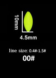 Flotador de pesca fluorescente Seven star, accesorios de equipo de pesca de carpa, tope A098, lote de 5 paquetes: size 00 yellow