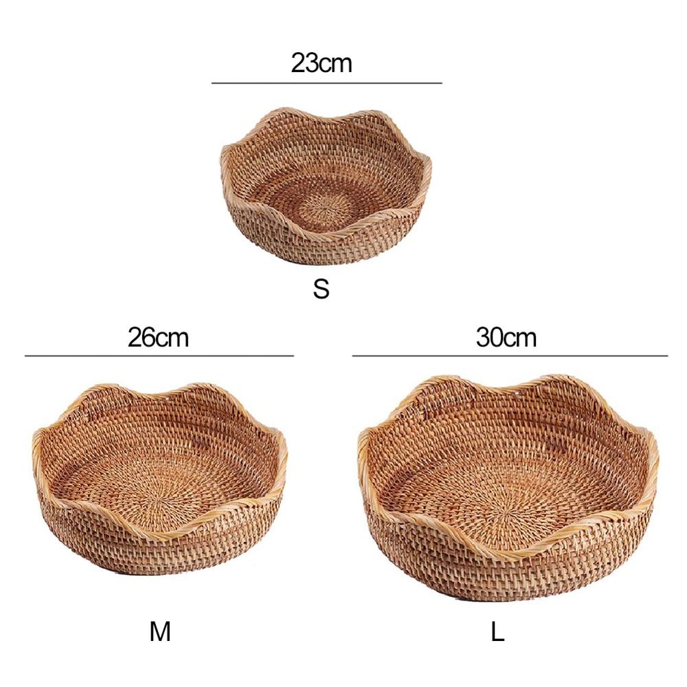 Handmade Straw Dried Tray Basket Hand-Woven Storage Box Rattan Box Natural Decoration