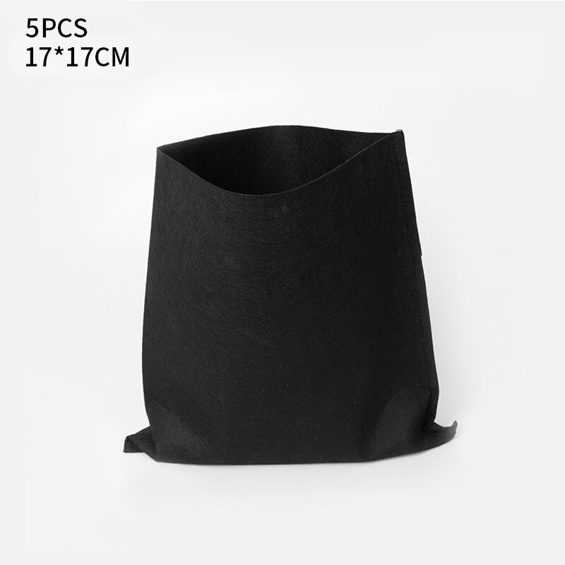 Plant Groeien Zakken Ademend Non-woven Beluchting Stof Potten 5Pcs Bloempot Voeding Tas Zaailing Zak: black 17x17cm