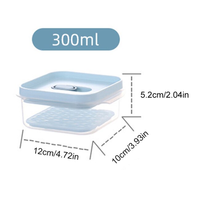 Food Storage Container with Lids Airtight Kitchen Storage Organizer for Fruits, Vegetables, Meat: Grey