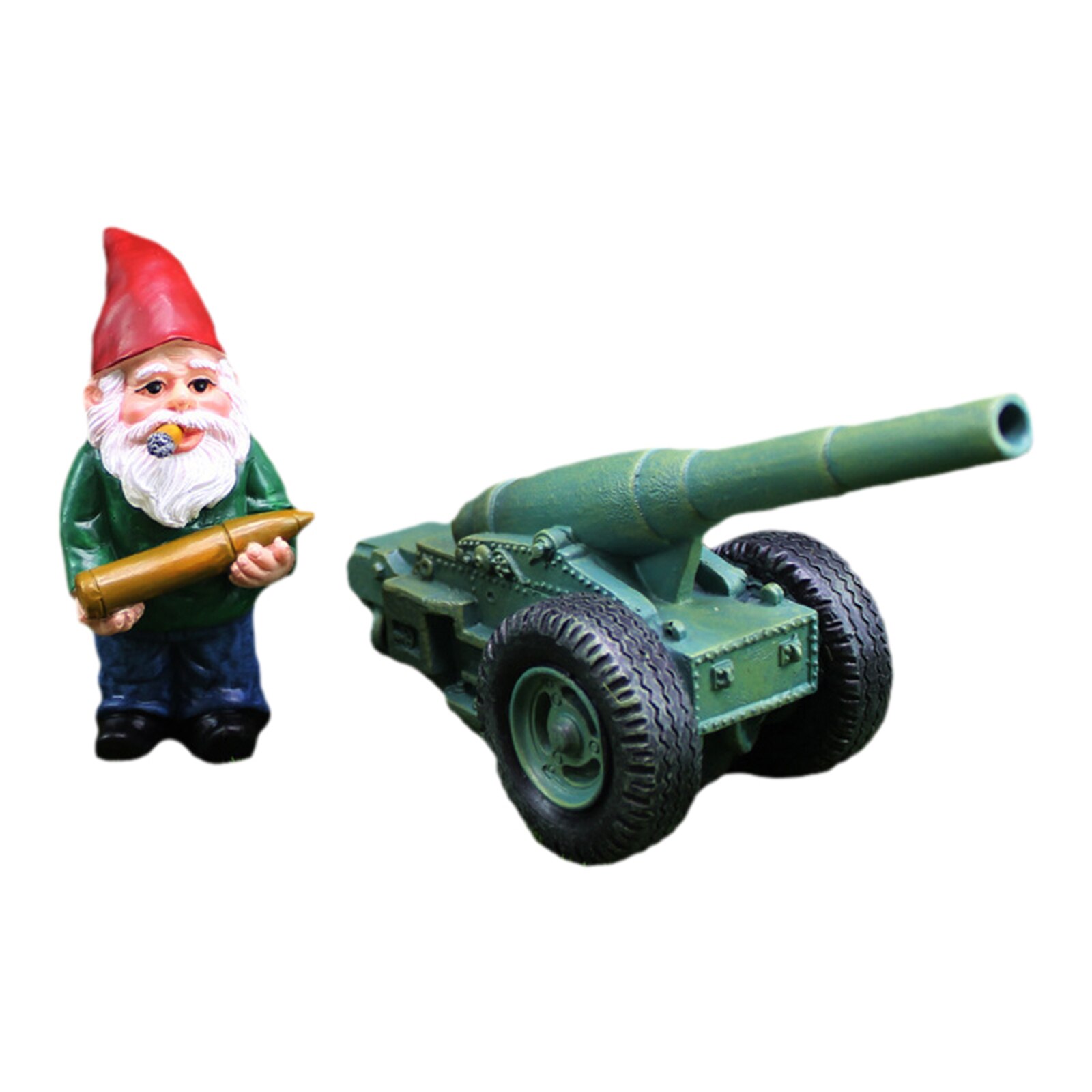 Funny Gnome Ornaments Garden Gnome Statues Resin Dwarf with Cannon Sculpture Yard Decoration Home Garden Statue Decoration