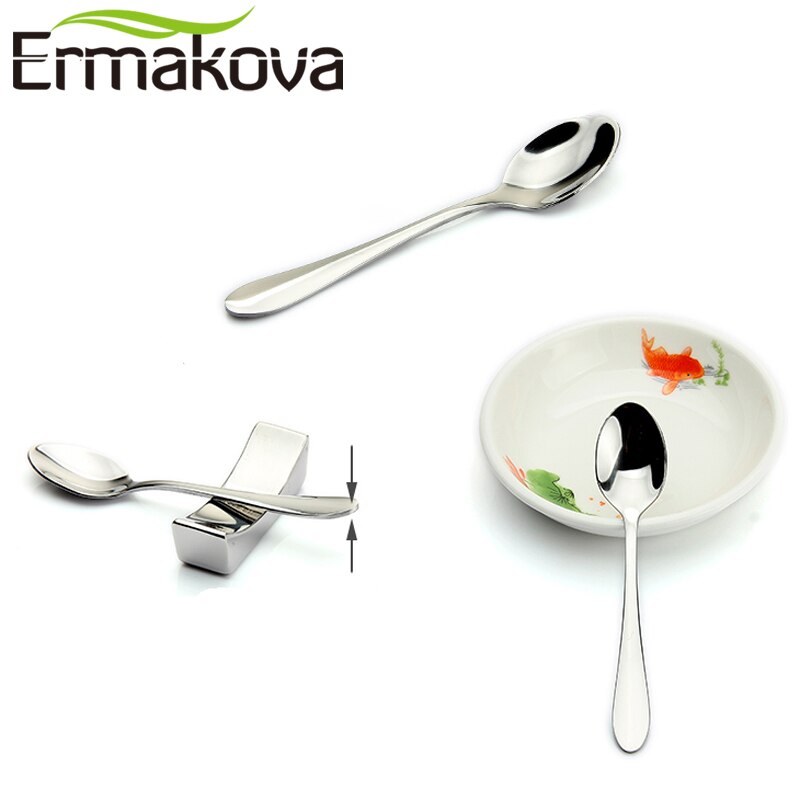 Ermakova sett  of 2 espresso skje 4 inches mini kaffeskje liten bistro skje til dessert rustfritt stål te forrett