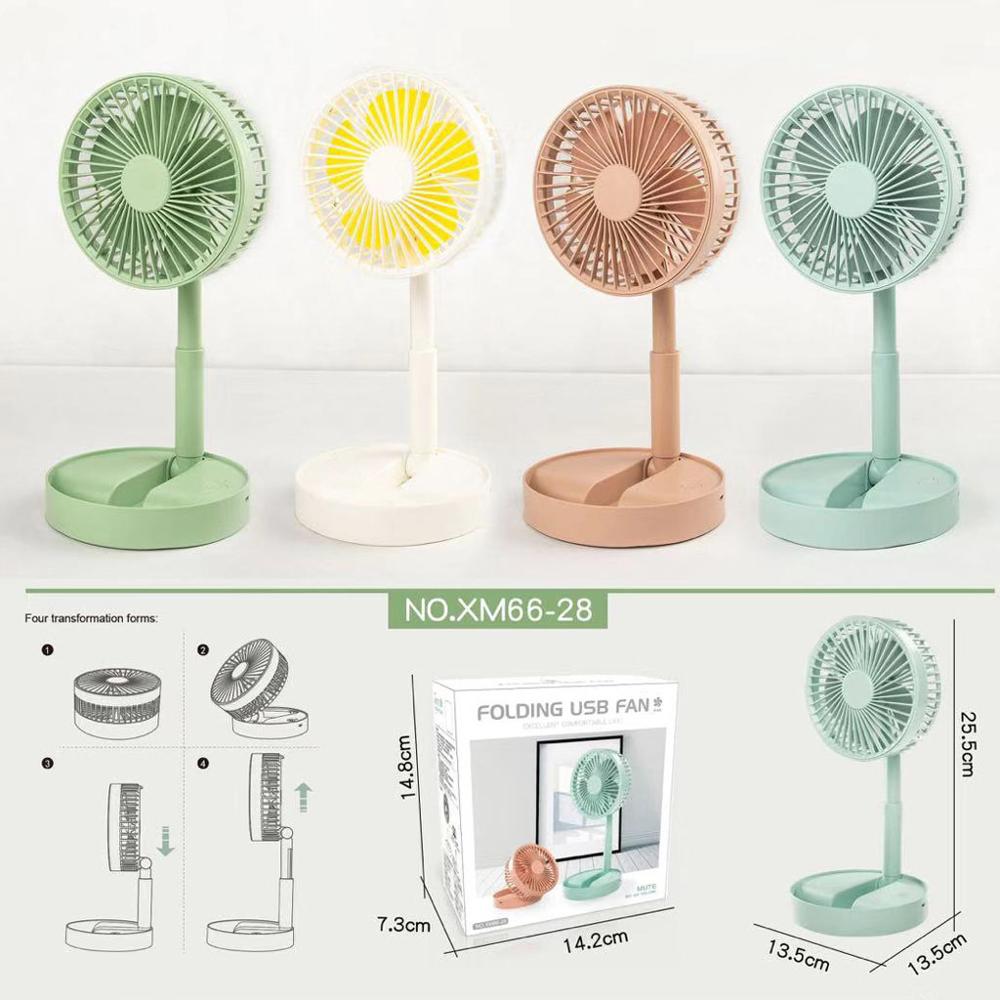 Draagbare, oplaadbare, opvouwbare bureauventilator, luchtkoeler, 3 snelheidsinstellingen, reisventilatoren, kleine, stille ventilator in de zomer