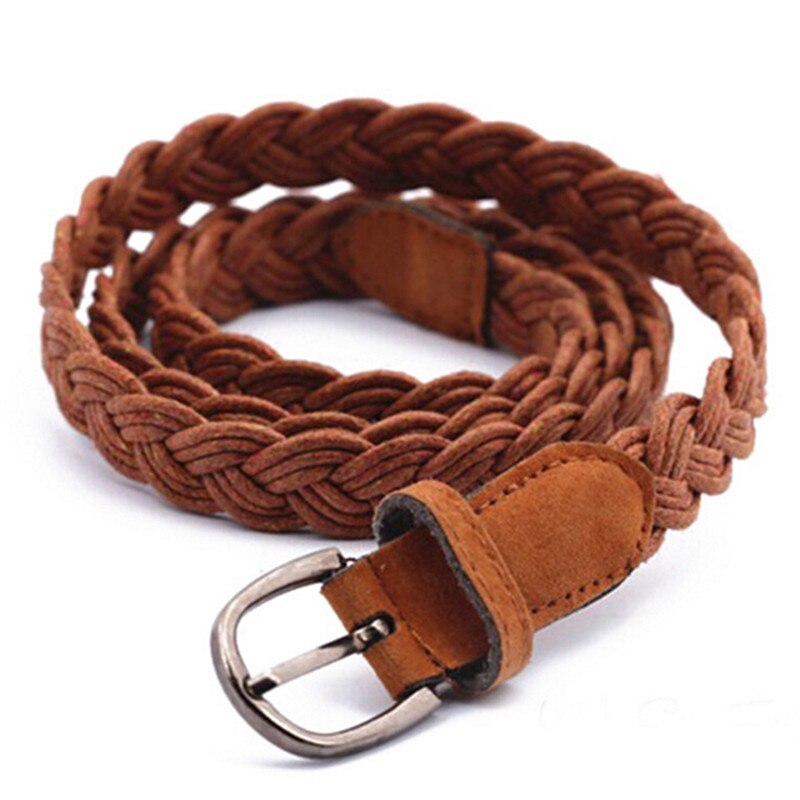 Cinturón trenzado de cuerda de cáñamo para mujer, banda de cintura trenzada, para vestido, hebilla de Metal Multicolor