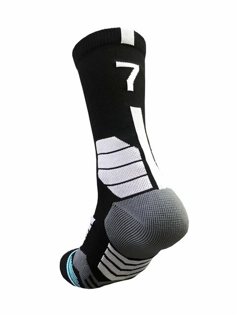 Calzini da basket professionali collocazione 0-9 numero calzini inferiori calzini sportivi sportivi per uomo e donna: 7 black socks 1pcs