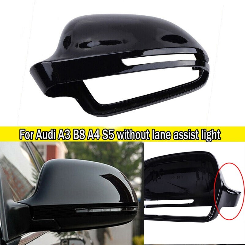 Wing Mirror Cover Cap Trim For- A3 A4 B8 S4 A5 S5 8T Q3 Gloss Black: Default Title