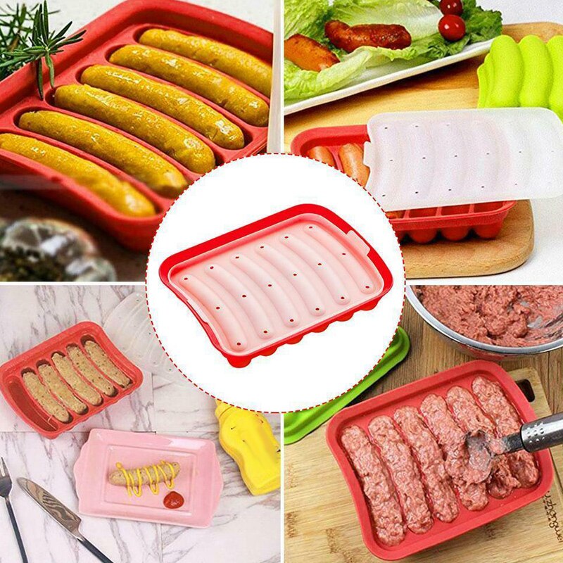 6 Grids Silicone Sausage Mould Mold DIY Maker for Making Bratwurst Dogs HG99