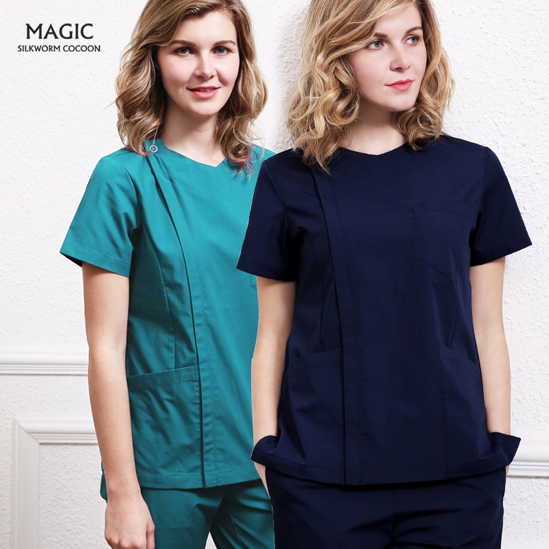 Concealed zipper Spa uniform Beauty Salon Work scrubs uniforms unisex scrubs tops /pants Health worker work clothes