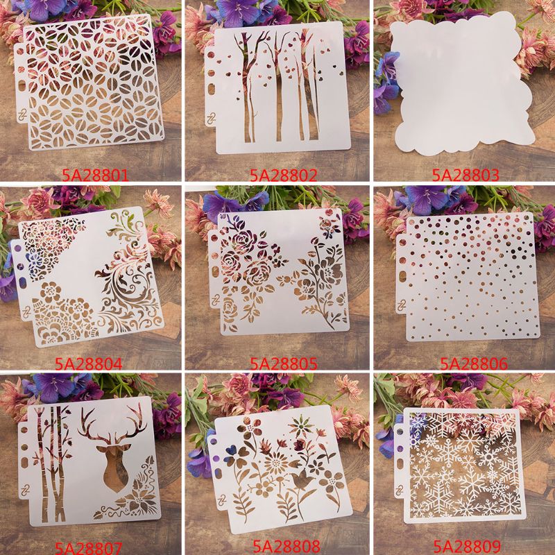 Leaf Stencils Template Painting Scrapbooking Embossing Stamping Album Craft DIY