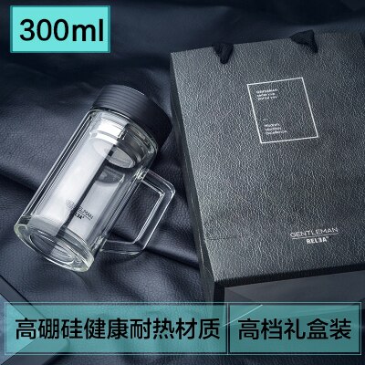 Taza de cristal portátil de , Infusor de té de agua, vaso de vidrio de doble capa de vidrio de borosilicato, tapa de taza de filtro de acero inoxidable: Default Title