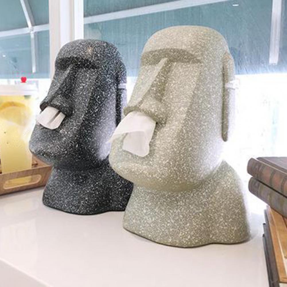 Tissue Box Cover Easter Island Tissue Box Holder Weird Toilet Paper Holder Funny Tissue Box Cover Adorable Moai Shaped Organizer
