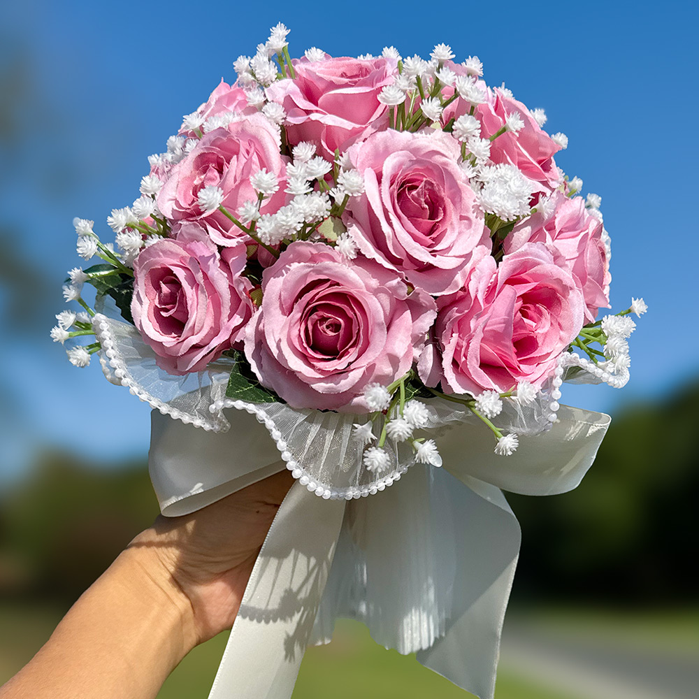 Babysbreath-Rosensträuße für sterben Braut, künstlicher Blumenstrauß für Hochzeiten Ich bin Freien, Valentinstag, Verlobungsfeiern: Lila