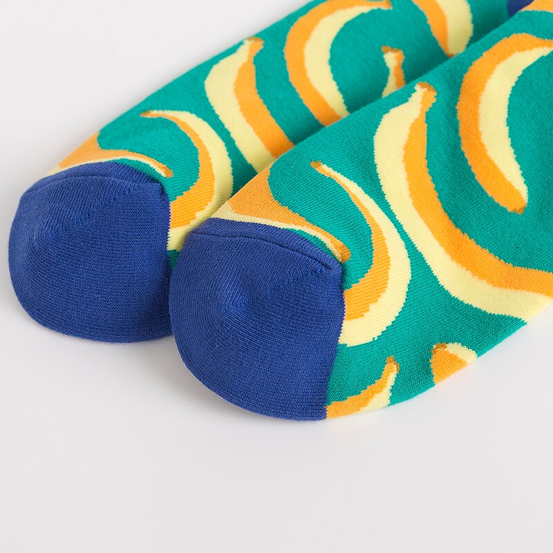 MODA MULAYA Happy Socks Women Men Pineapple Novel Rocket UFO Banana Football Cotton Funny Stock Wedding Christmas Outside