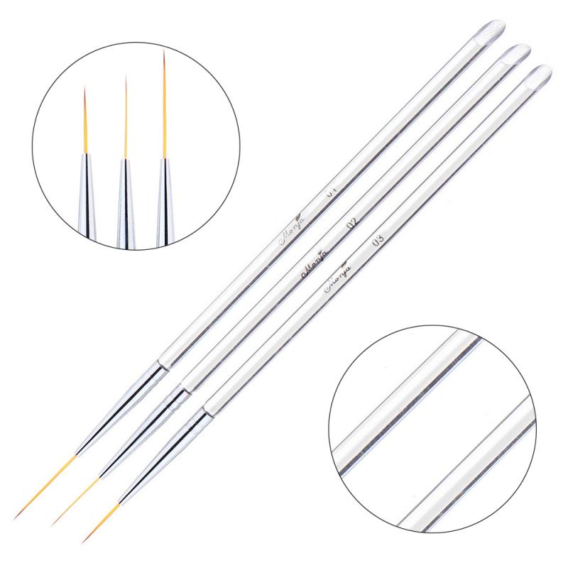 3PC/Set Acrylic Nail Pen Sequin Painting Brushes Nail Art Pen Drawing Dotting Brush Manicure Tool Nail Care Tool