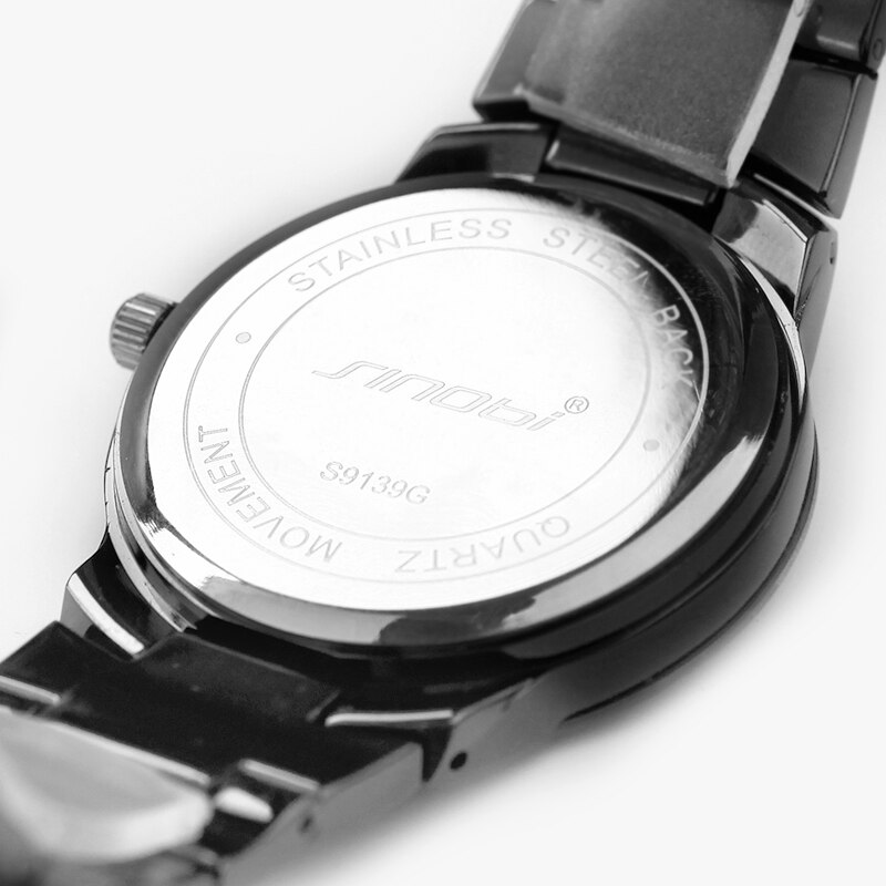 Sinobi merk paar schrijf horloge zwarte kleur armband sluiting quartz polshorloge voor dames en heren