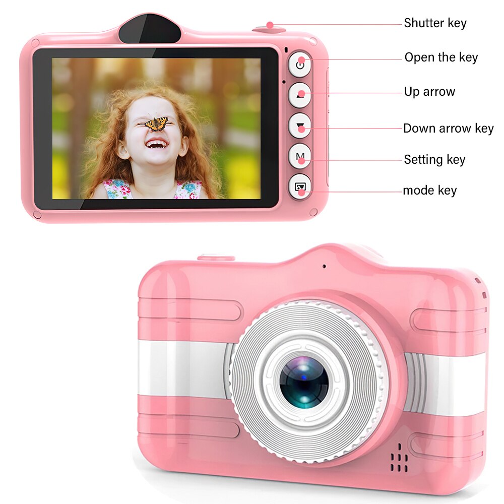 SPASH – Mini caméra numérique HD 1080P pour enfants, 3.5 pouces, caméscope vidéo, jouets avec carte TF de 32 go