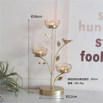 Nordic Wrought Iron Golden Bird Aroma Candle Holder Decoration Romantic Dining Table Decoration Candle Holder Small Decoration: E