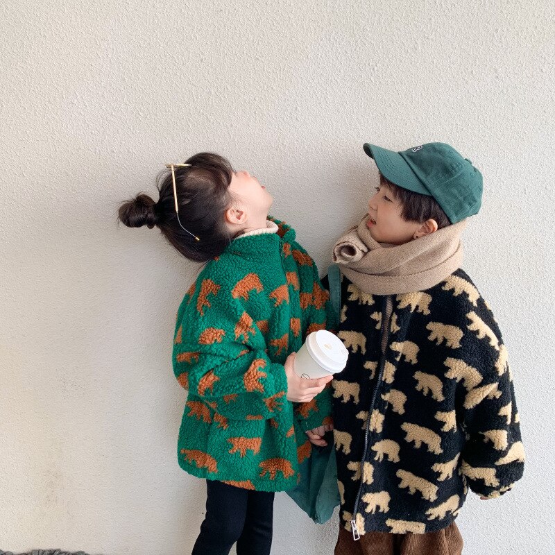 Abrigo grueso de lana con cremallera para niños, ropa de para niñas de 1 a 9 años, coreana, invierno, 7511G,