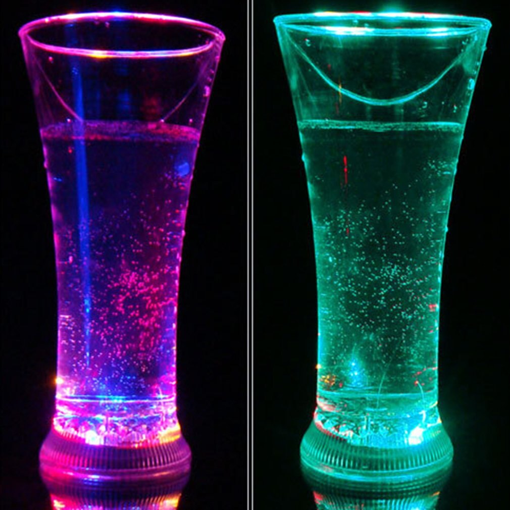 PREUP LED Colorful Glowing Heart Shape Cup Flash Water Luminous Cup For Induction Light Beer Bottle Cool Drink Wine