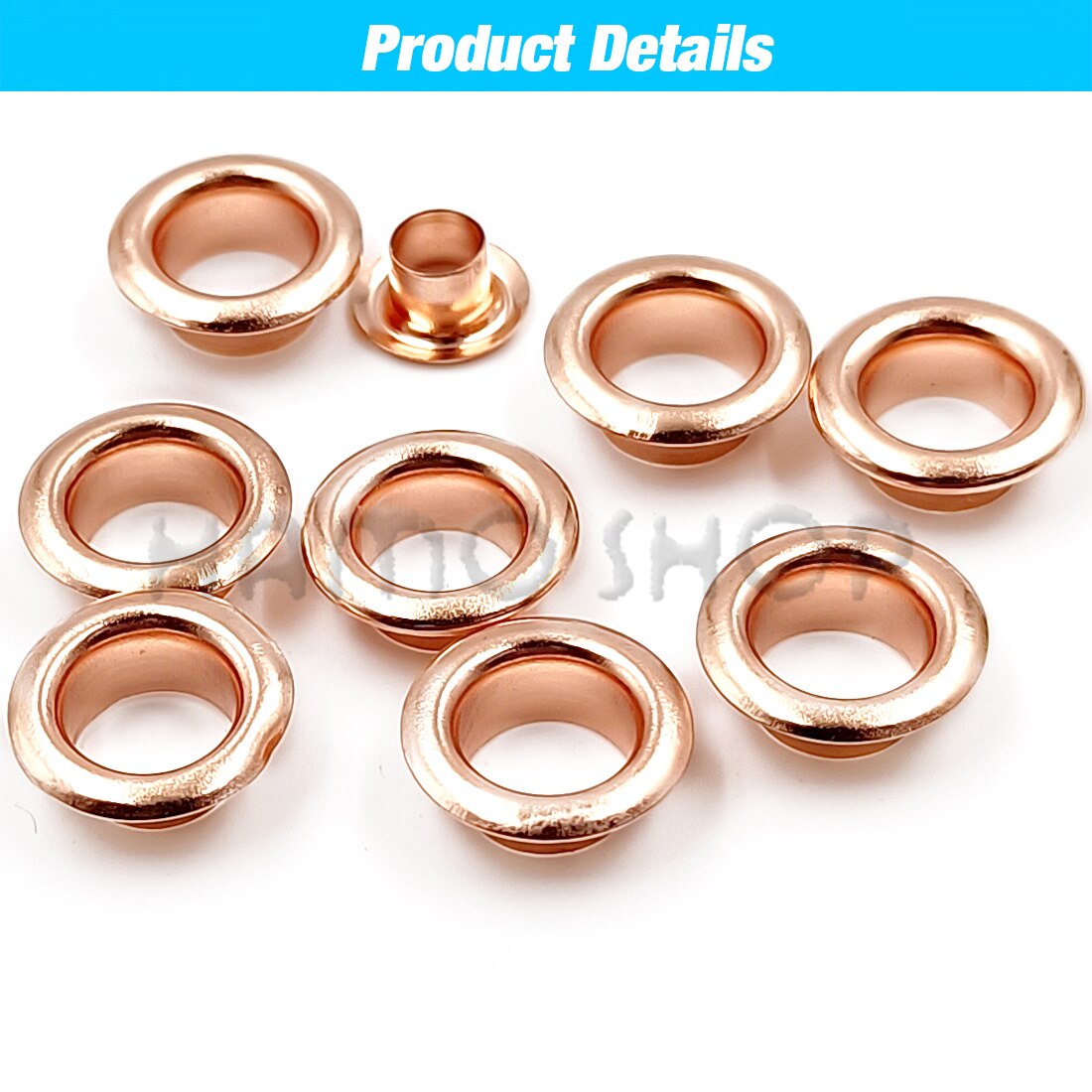 100 Uds. Ojales de Metal con agujeros de Color oro rosa con arandela para accesorios de artesanía de cuero Diy zapatos cinturón gorra bolsa etiquetas ropa