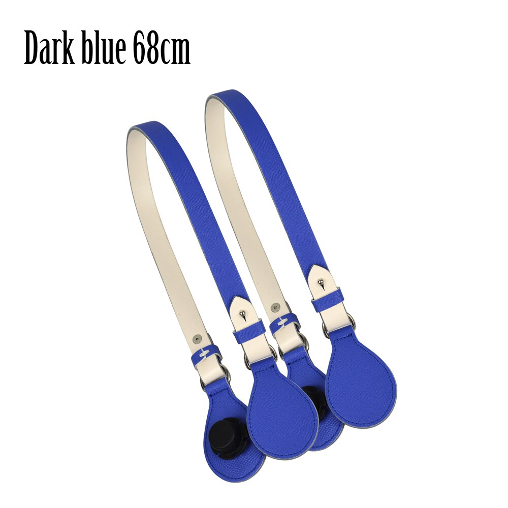 Long Short Flat Handles with end for Obag Faux Leather Lacquer Handle Removable End for O Bag OCHIC: Dark blue 68cm