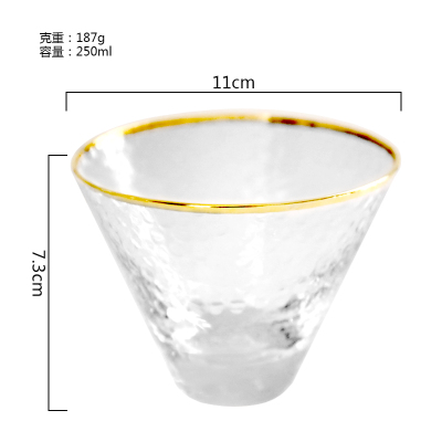 Högklassig glas vinkopp med gyllene linje mjölk juice vin textur whisky sprit cocktail pint brandy snifters flöjter coupes: 6