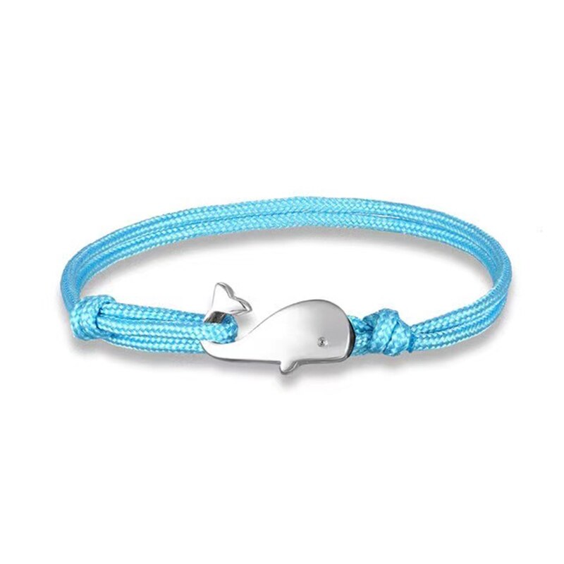Pulsera Paracord trenzada para hombre y mujer, brazalete de ballena, vida marina, brazalete multicapa, de joyería para él,: Sky Blue