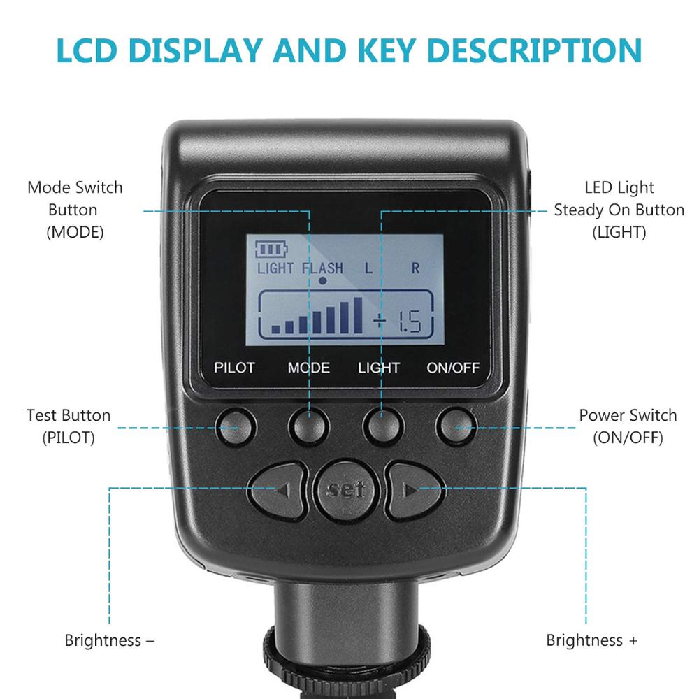Neewer-anillo Flash LED Macro 48 con pantalla LCD, Control de potencia, anillos adaptadores y difusores de Flash para Canon Nikon