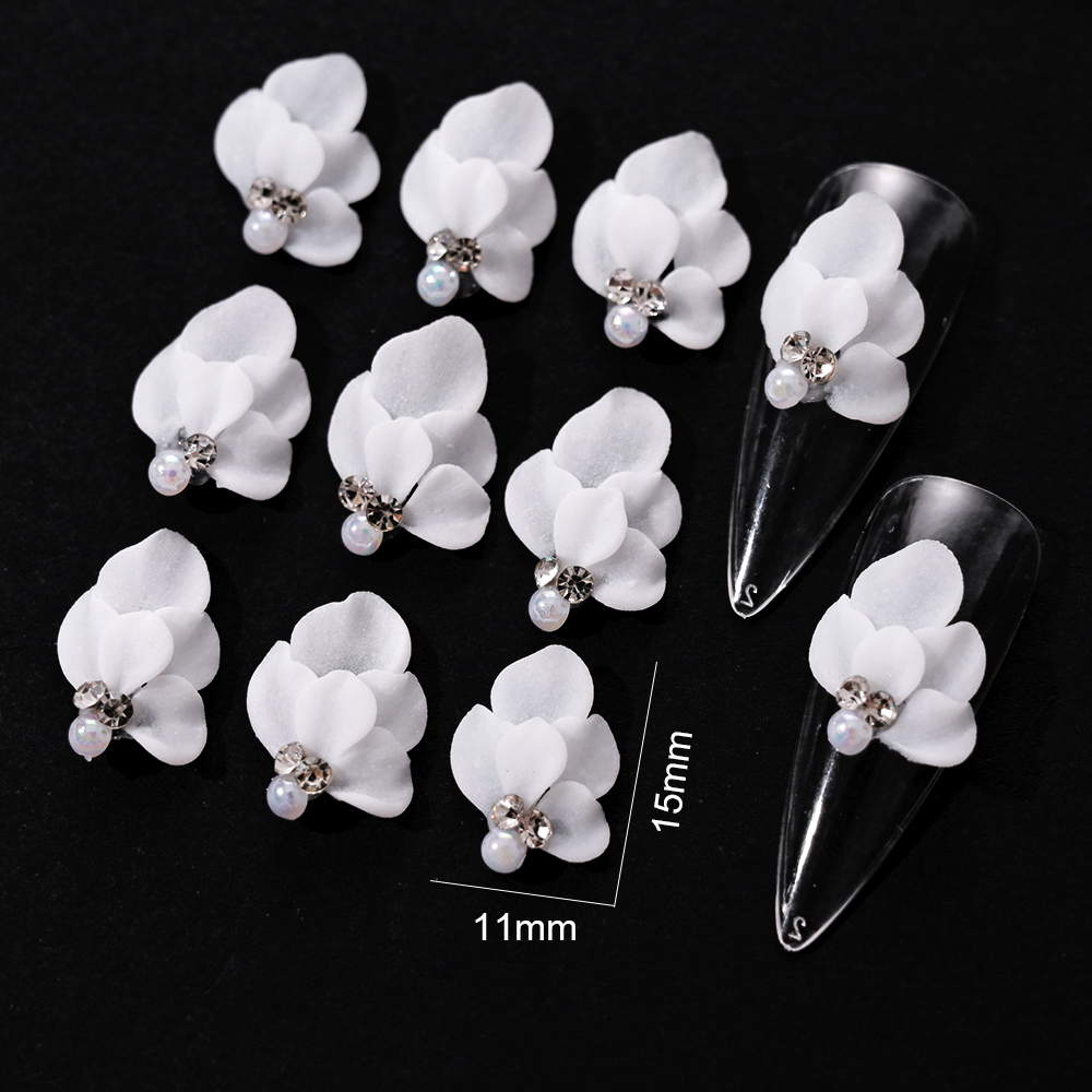 Flores acrílicas 3D para uñas, abalorio para uñas, joyería de perlas pura hecha a mano, accesorios de diamantes de imitación, de flores múltiples, decoración de uñas, 1 ud.: Gris oscuro