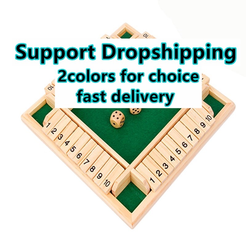 ! Deluxe Four Sided Double Size 10 Numbers Shut The Box Board Game Set Dice Party Club Drinking Games for Adults Families