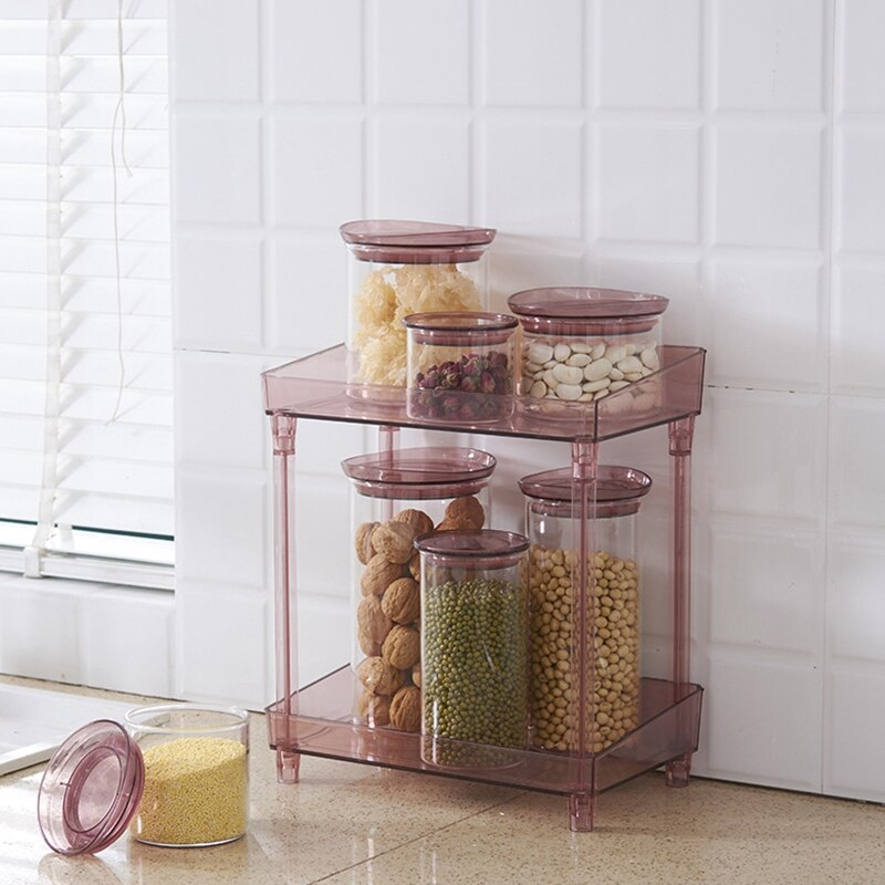 Dressing Table Storage Rack Two-Layer Cosmetic Box Lipstick Hollow Storage Box Breathable Storage Box Double Transparent Rack Tr