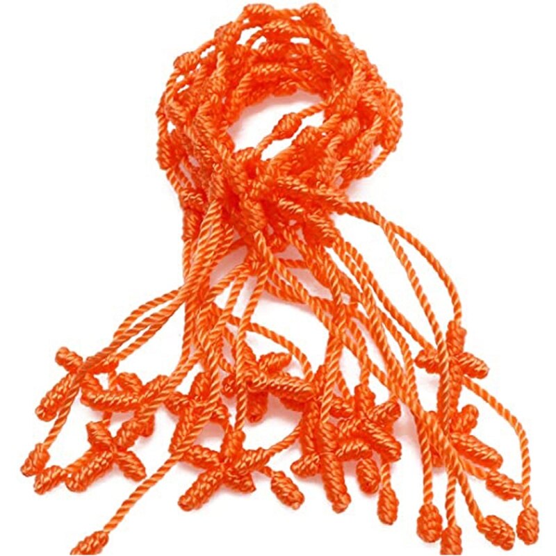 12Pcs Adjustable Kabbalah 7 Knot String Cross Bracelet Good Luck Tibet Bracelet B36D: Orange