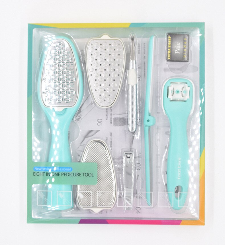 8 in 1 Removable Pedicure Feet Rasps Callus Shaver Remover Replaceable Foot File Hard Dead Skin Trimmer Tools Manicure Sets